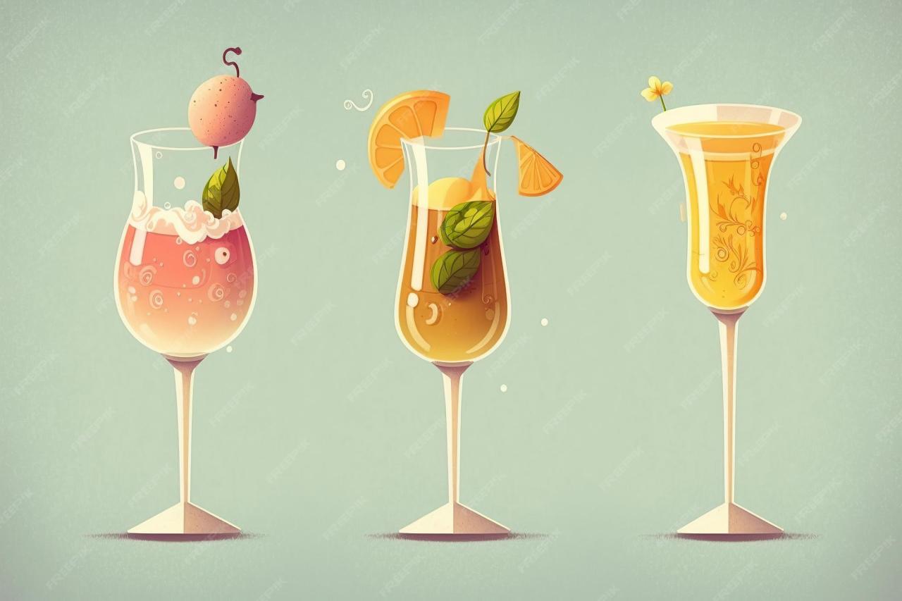 Ai generated illustration Assorted cocktails on black background ...