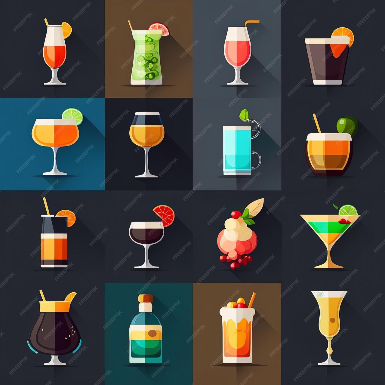 Premium AI Image | Ai generated illustration Assorted cocktails on ...