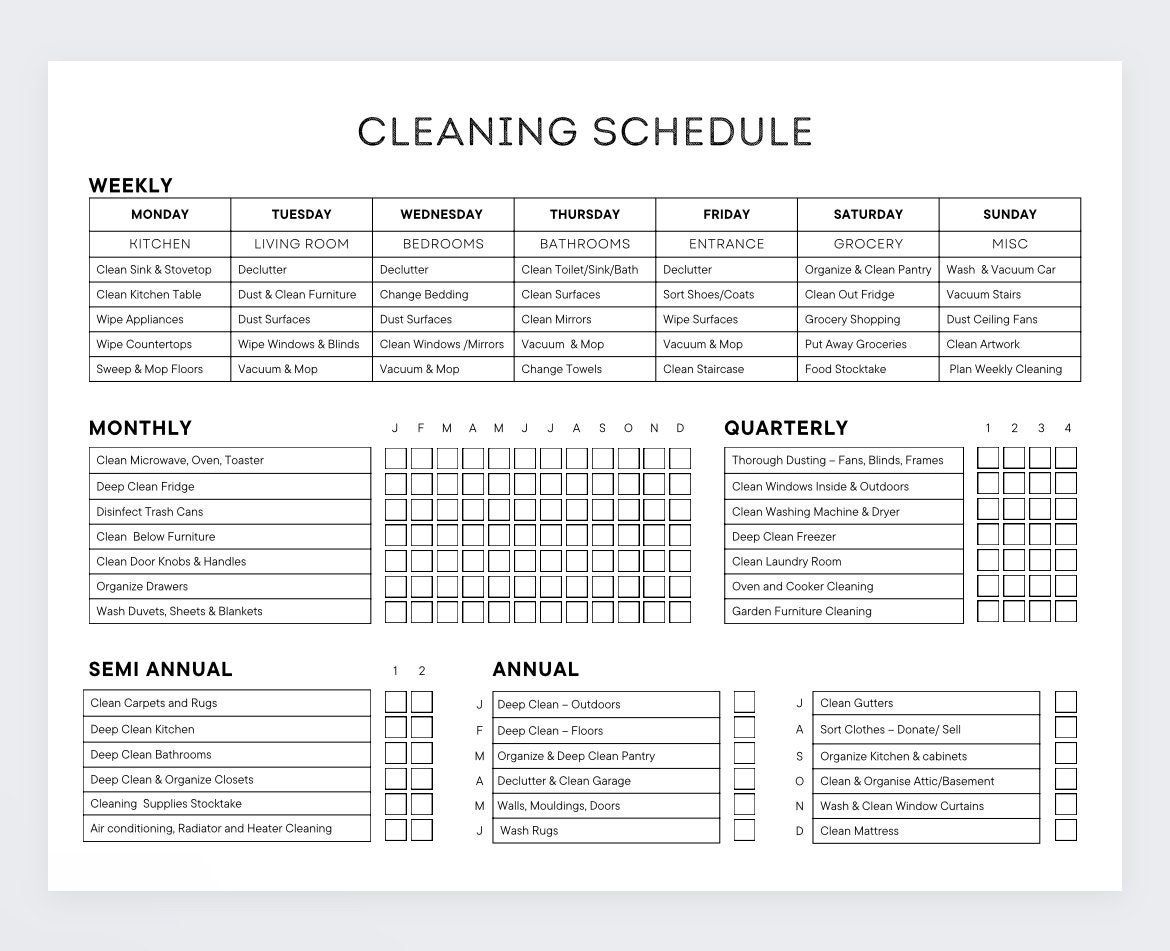 Cleaning Schedule Planner - Etsy