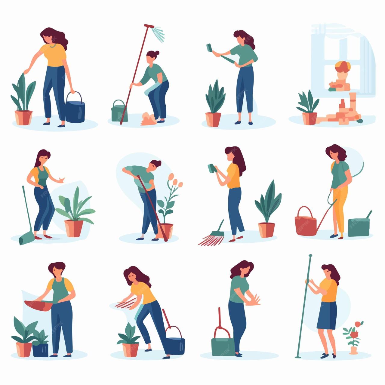 Efficiently Manage Household Chores with Partner Women Doing Housework ...