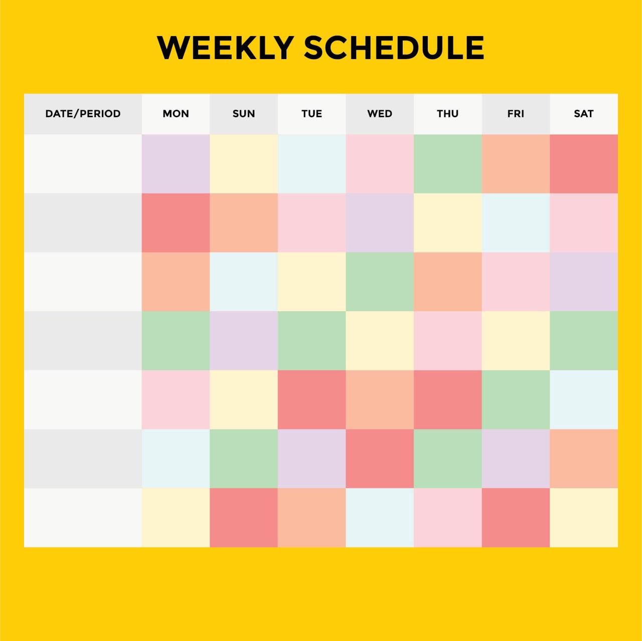 Free Weekly Schedule Template Excel Word Pdf Download